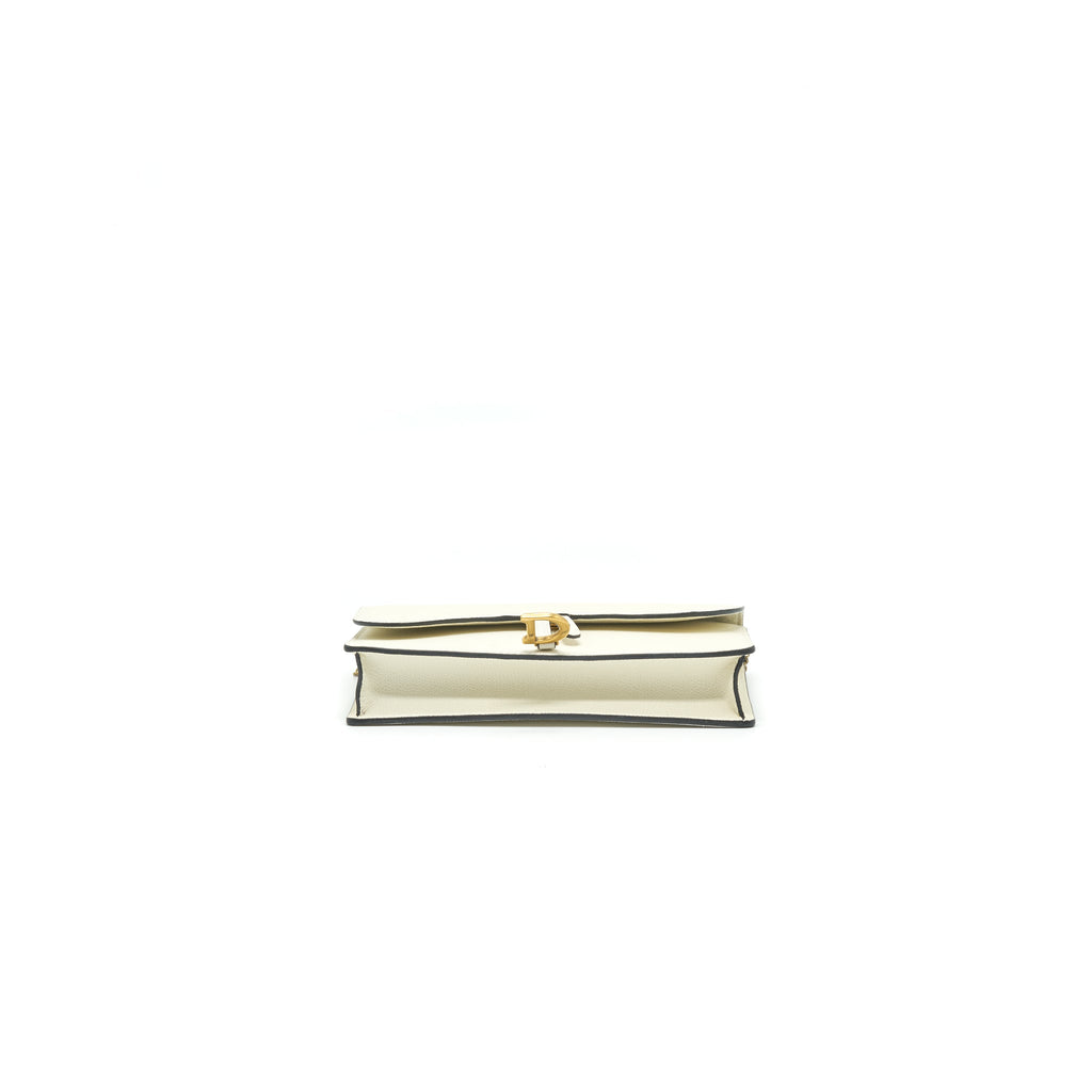 DIOR SADDLE POUCH WITH CHAIN WHITE GHW