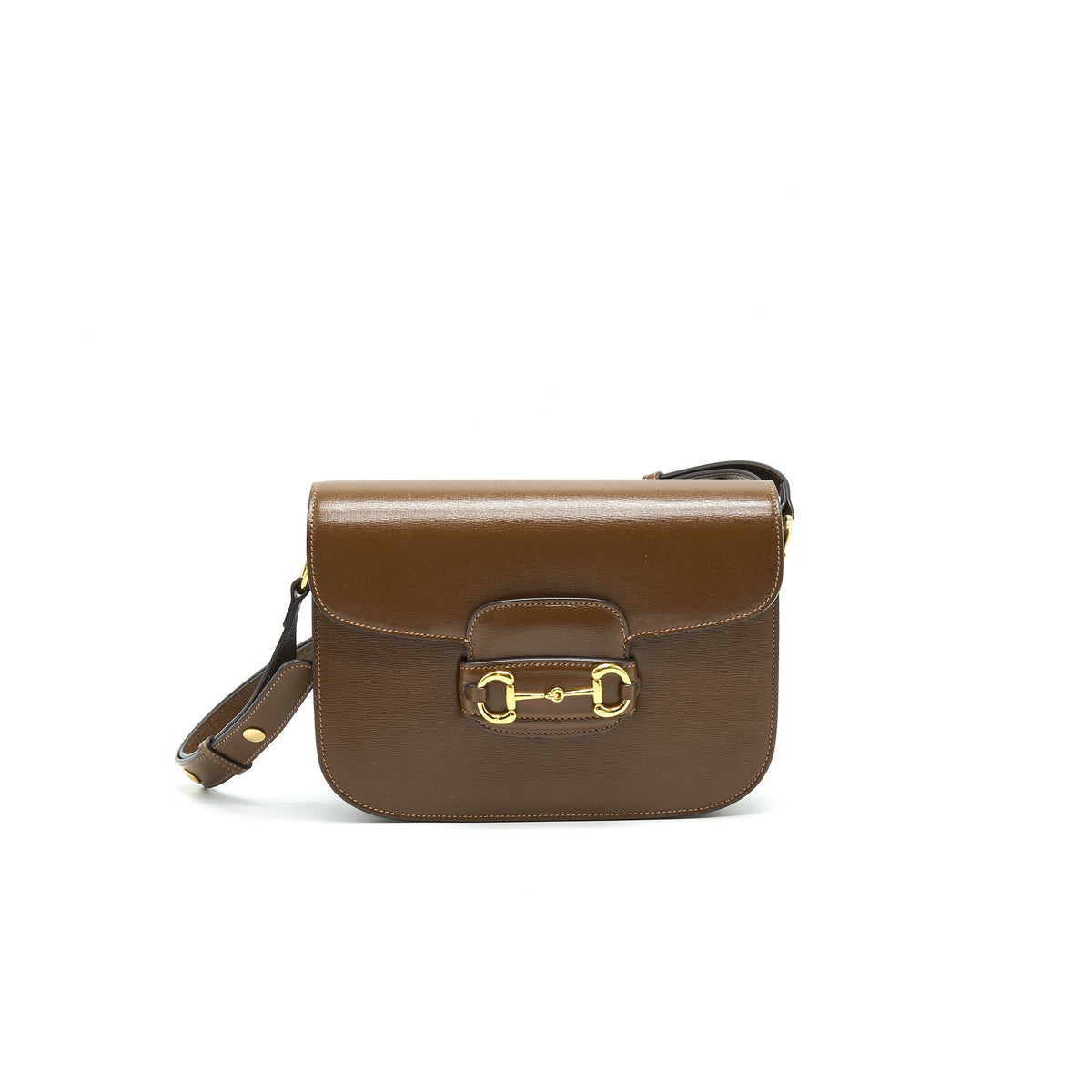 GUCCI 1955 HORSEBIT LEATHER SHOULDER BAG BROWN