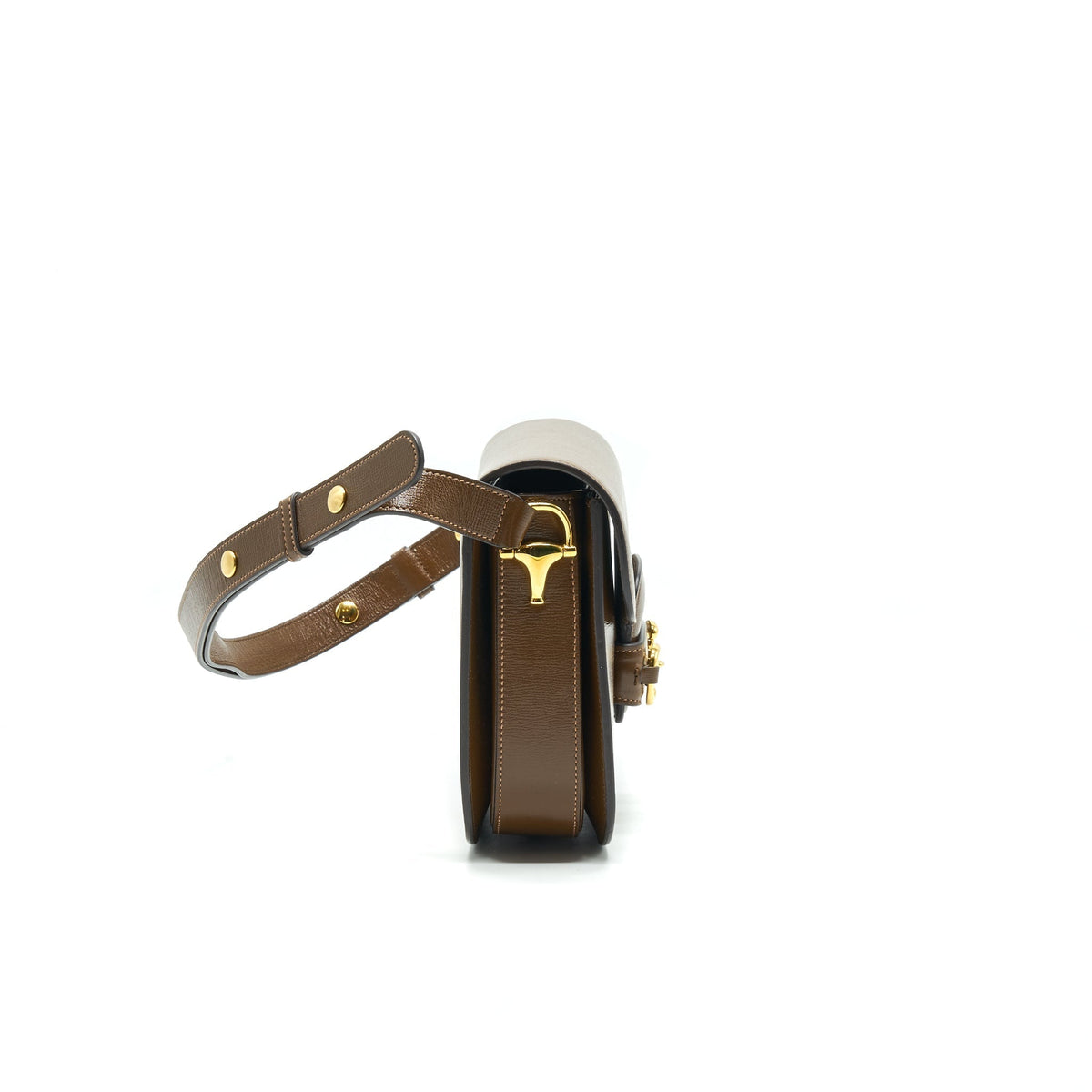 GUCCI 1955 HORSEBIT LEATHER SHOULDER BAG BROWN