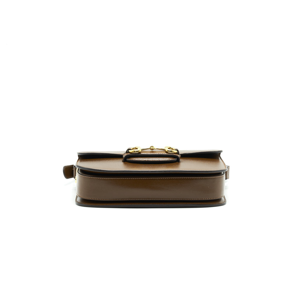 GUCCI 1955 HORSEBIT LEATHER SHOULDER BAG BROWN