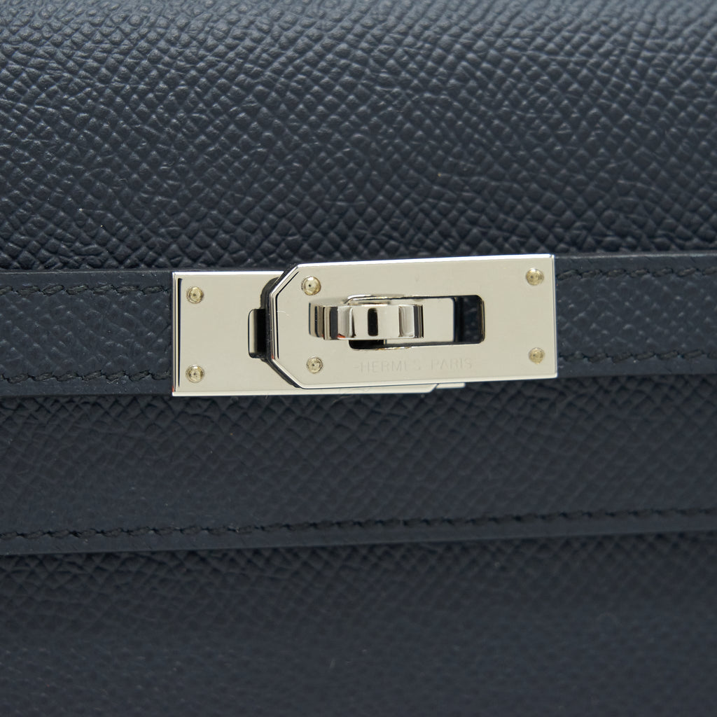HERMES CLASSIC KELLY TO GO BLUE NUIT/ BLACK SHW