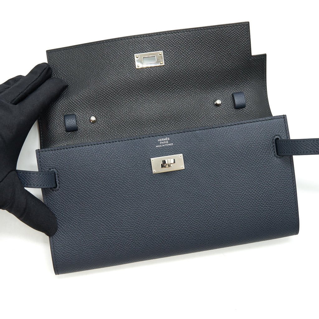 HERMES CLASSIC KELLY TO GO BLUE NUIT/ BLACK SHW