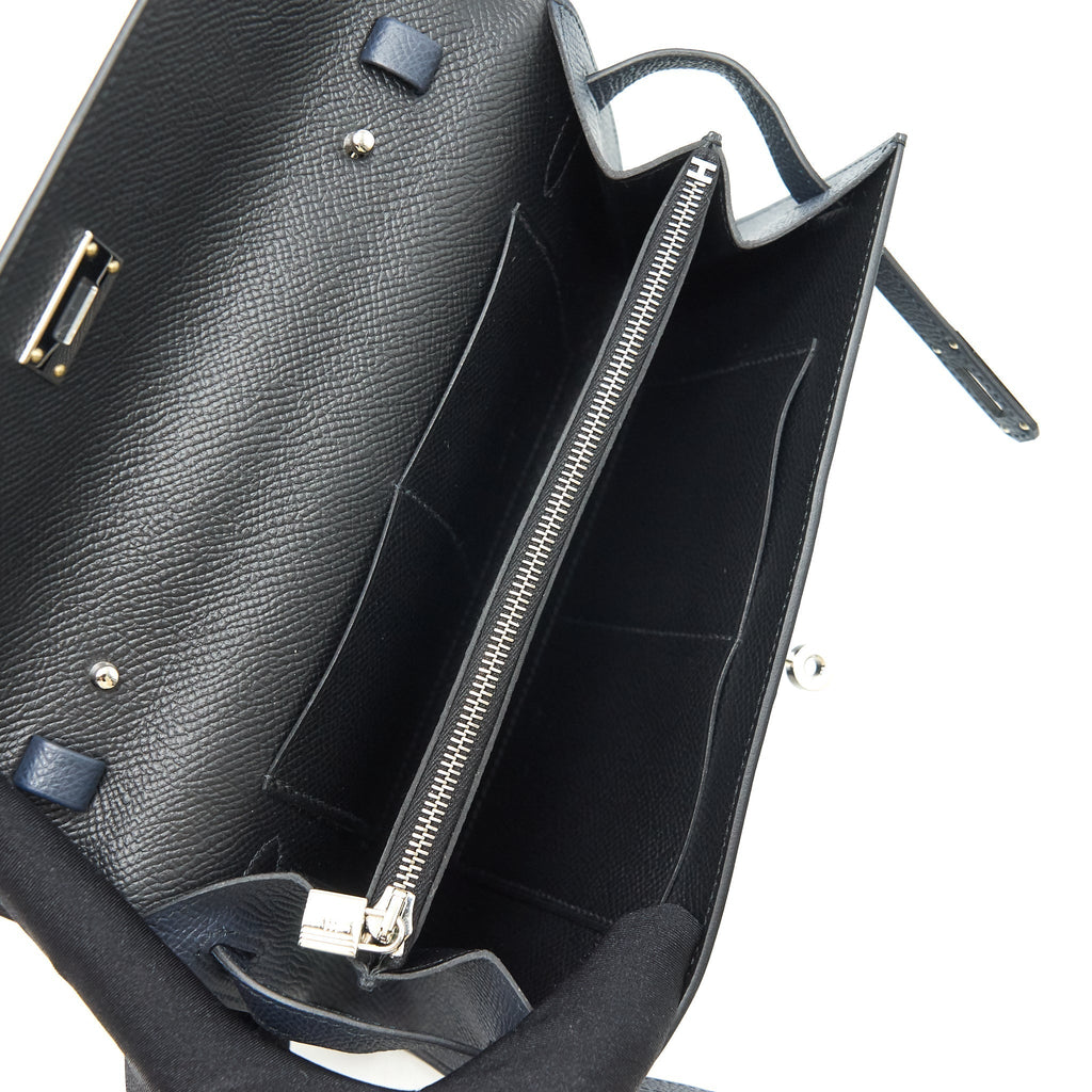 HERMES CLASSIC KELLY TO GO BLUE NUIT/ BLACK SHW