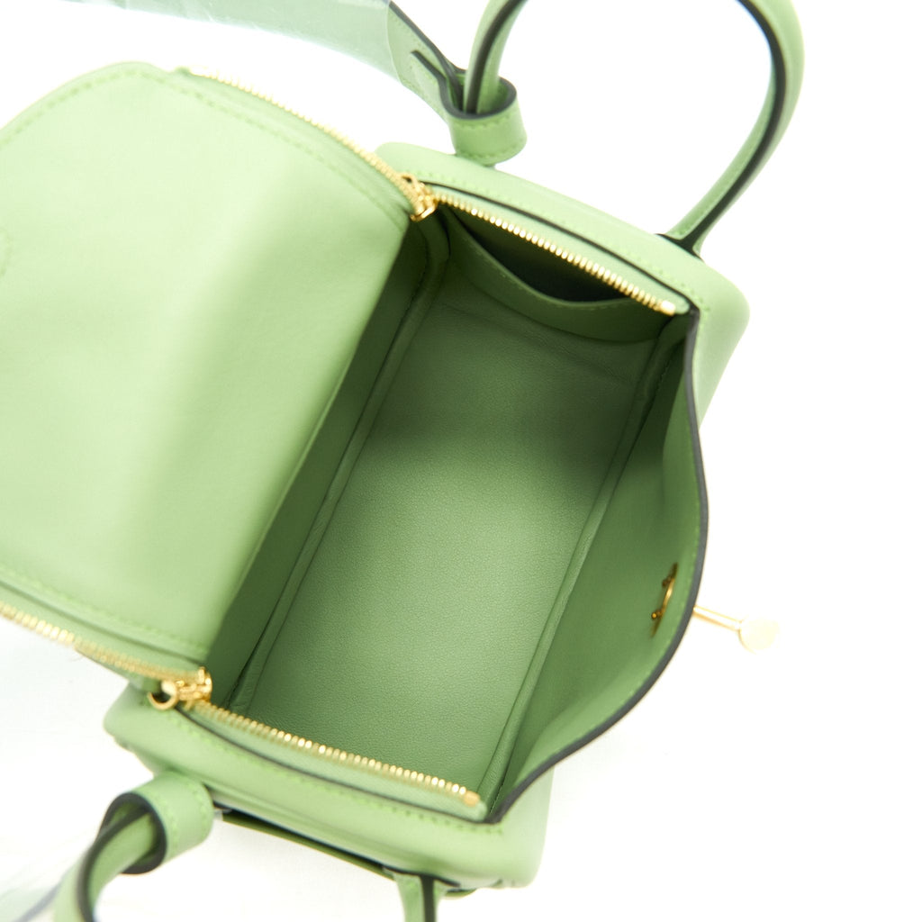 Hermes mini Lindy Vert criquet GHW Swift leather