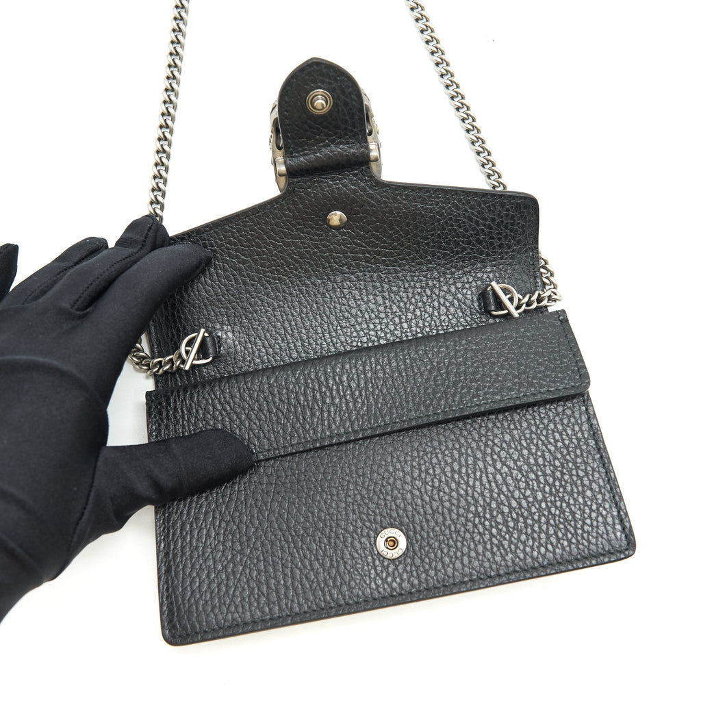 GUCCI DIONYSUS LEATHER SUPER MINI BAG BLACK