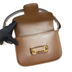 GUCCI 1955 HORSEBIT LEATHER SHOULDER BAG BROWN