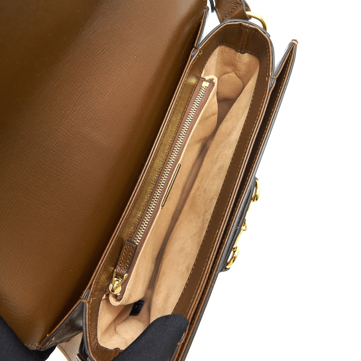 GUCCI 1955 HORSEBIT LEATHER SHOULDER BAG BROWN