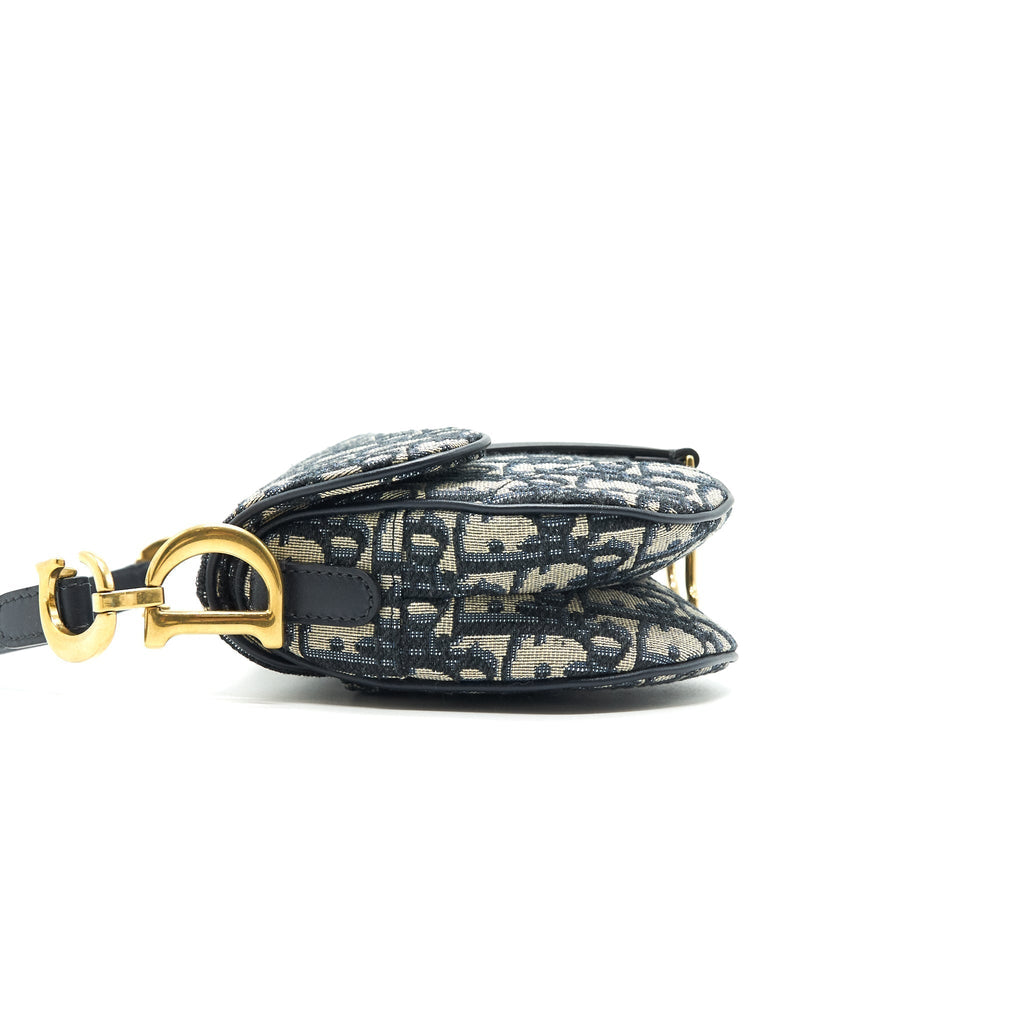 DIOR MINI SADDLE BAG BLUE OBLIQUE JACQUARD
