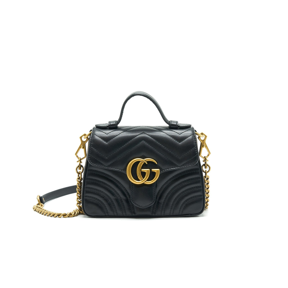 GUCCI GG MARMONT MINI TOP HANDLE BAG BLACK