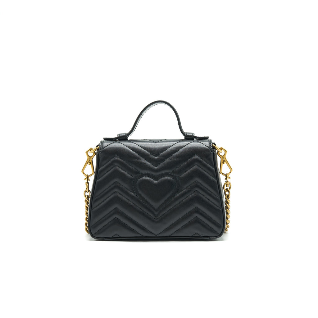 GUCCI GG MARMONT MINI TOP HANDLE BAG BLACK