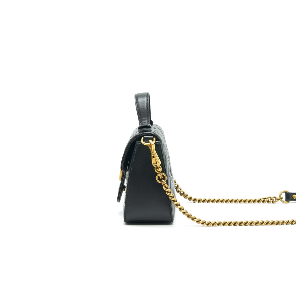 GUCCI GG MARMONT MINI TOP HANDLE BAG BLACK