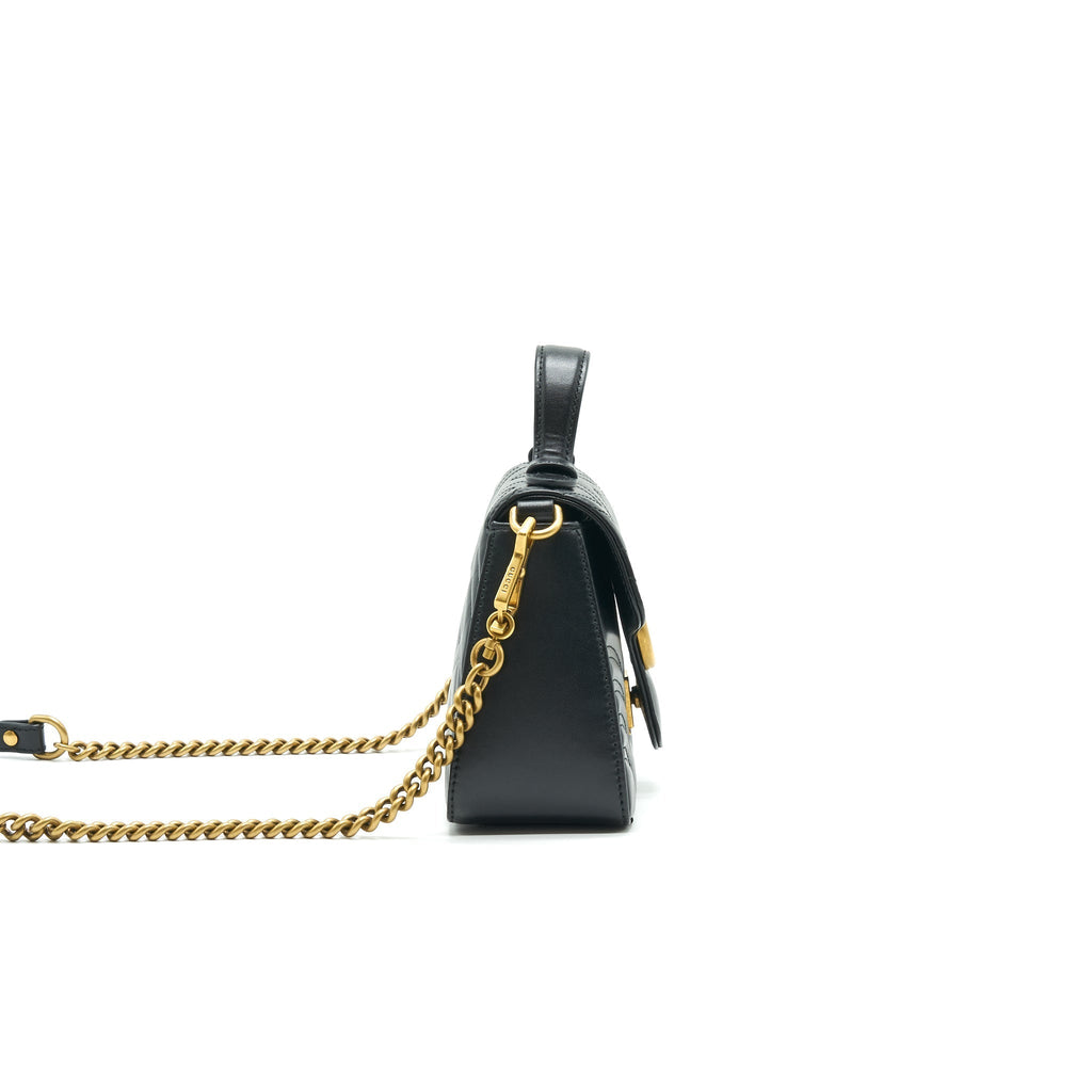 GUCCI GG MARMONT MINI TOP HANDLE BAG BLACK