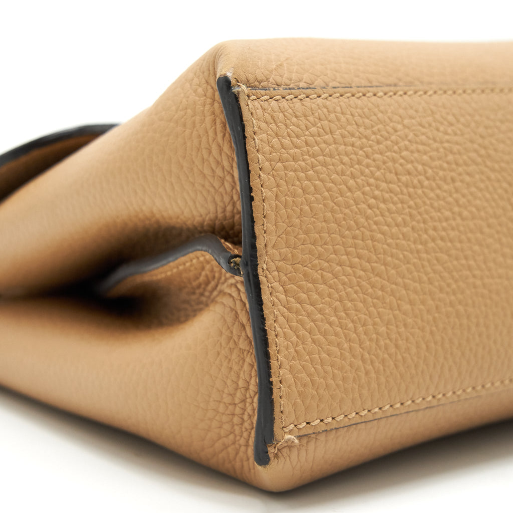 GUCCI BAMBOO DAILY LEATHER TOP HANDLE BAG BEIGE