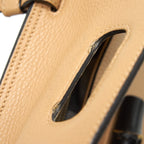 GUCCI BAMBOO DAILY LEATHER TOP HANDLE BAG BEIGE