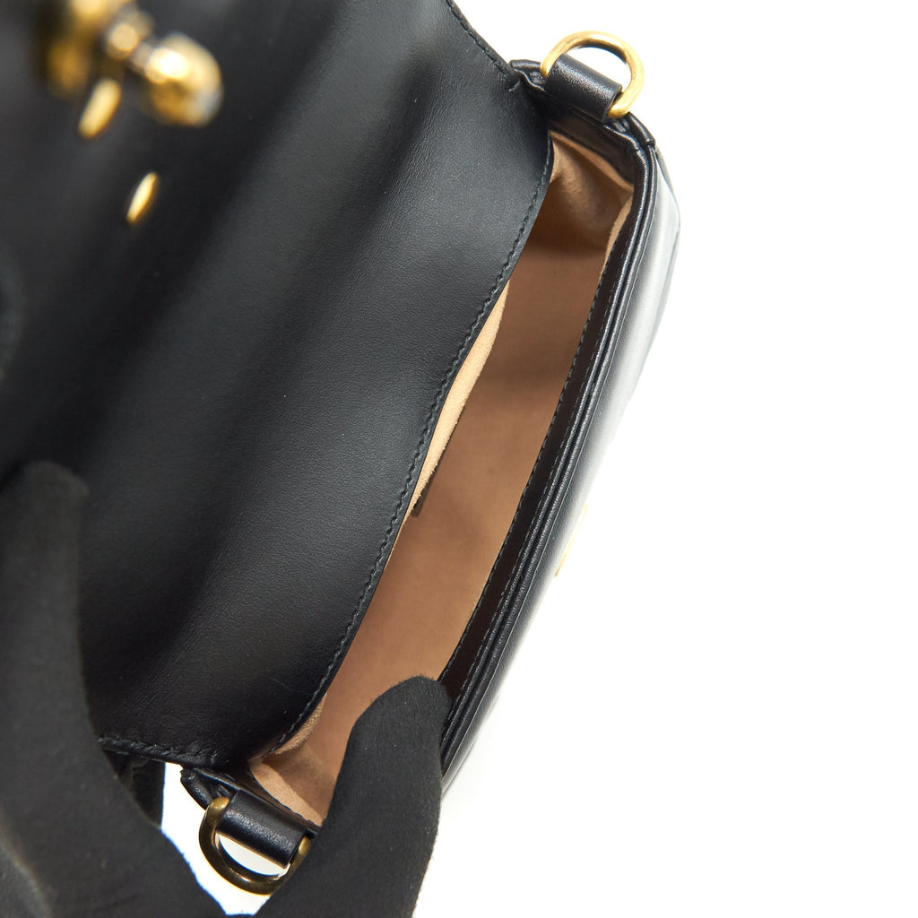 GUCCI GG MARMONT MINI TOP HANDLE BAG BLACK