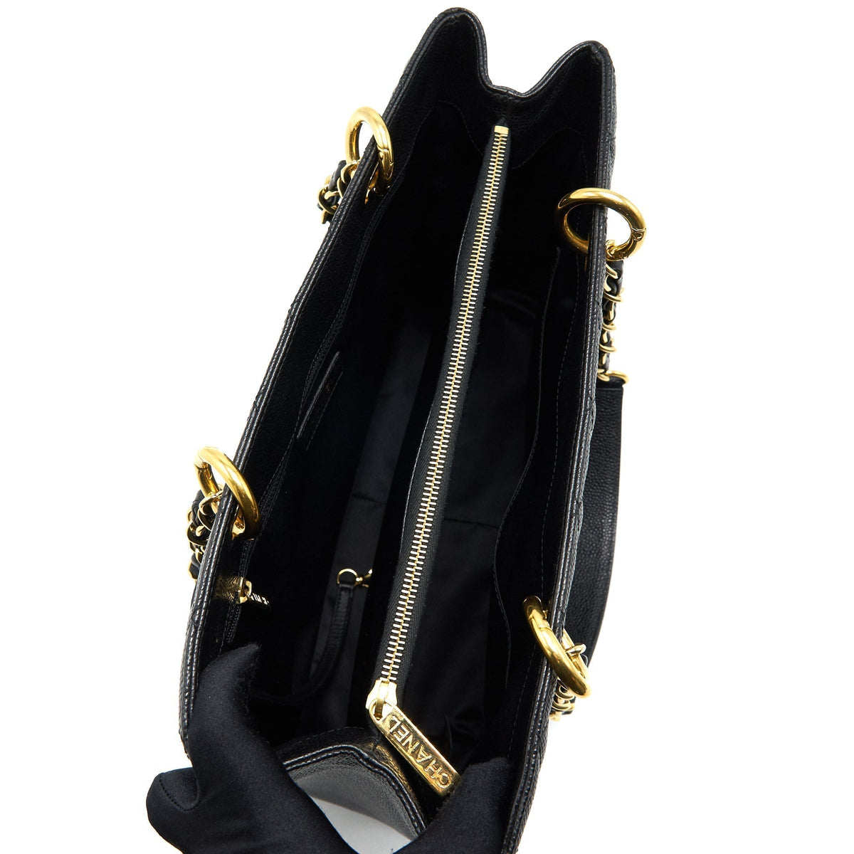 CHANEL GRAND SHOPPING TOTE BAG CAVIAR BLACK GHW