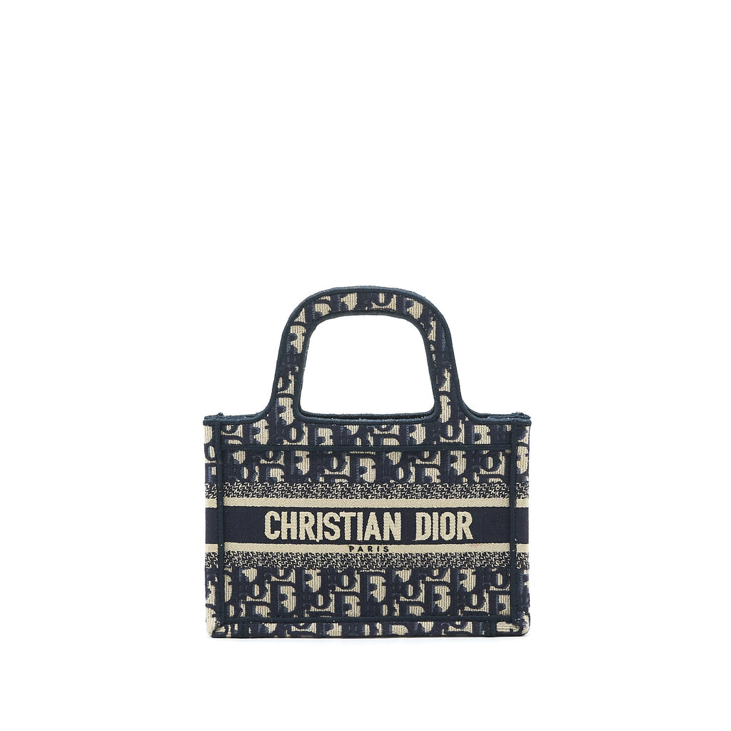 DIOR MINI BOOK TOTE BAG IN BLUE OBLIQUE