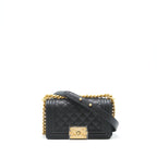 CHANEL SMALL BOY BAG CAVIAR BLACK GHW (MICROCHIP)