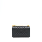 CHANEL SMALL BOY BAG CAVIAR BLACK GHW (MICROCHIP)