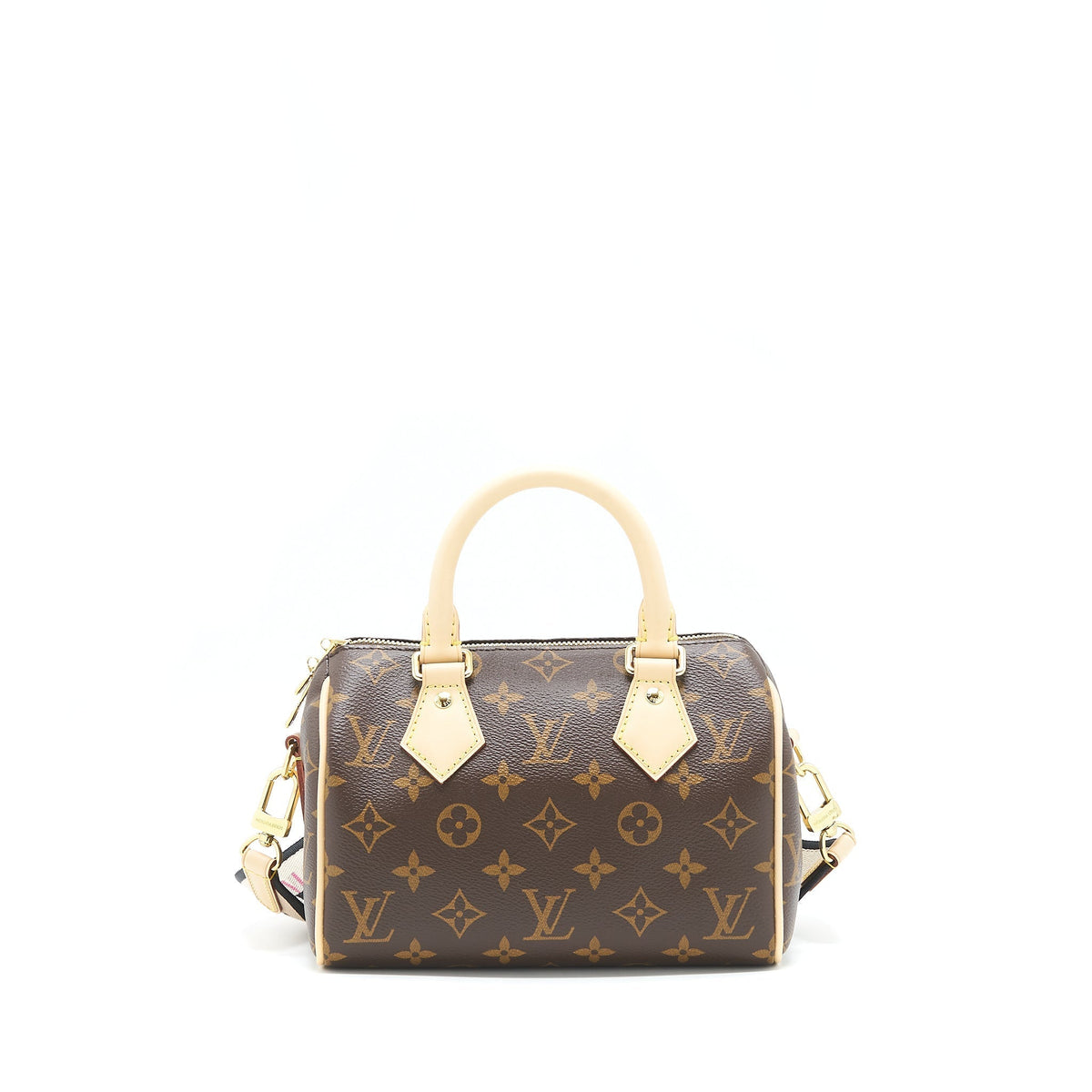 LOUIS VUITTON SPEEDY BANDOULIERE 20 MONOGRAM CANVAS BLACK STRAP