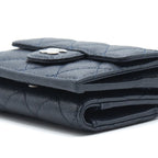 CHANEL SMALL COMPACT WALLET CAVIAR LEATHER INDIGO SHW
