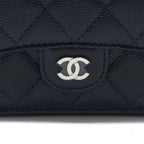 CHANEL SMALL COMPACT WALLET CAVIAR LEATHER INDIGO SHW