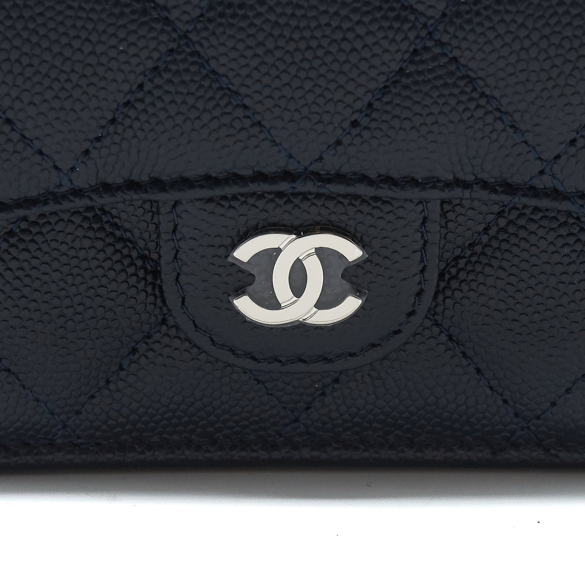 CHANEL SMALL COMPACT WALLET CAVIAR LEATHER INDIGO SHW