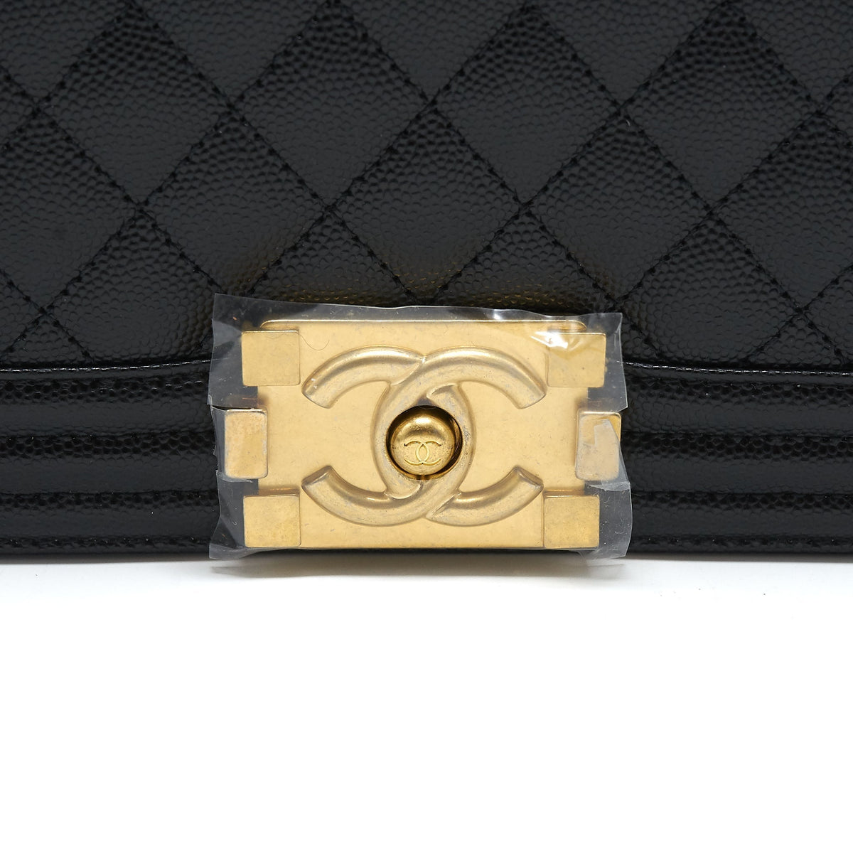 CHANEL SMALL BOY BAG CAVIAR BLACK GHW (MICROCHIP)
