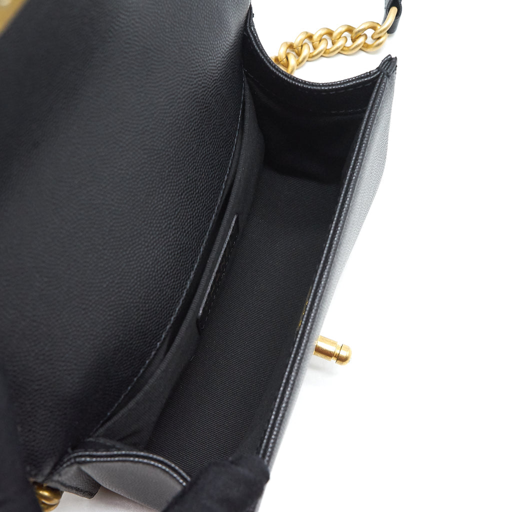 CHANEL SMALL BOY BAG CAVIAR BLACK GHW (MICROCHIP)