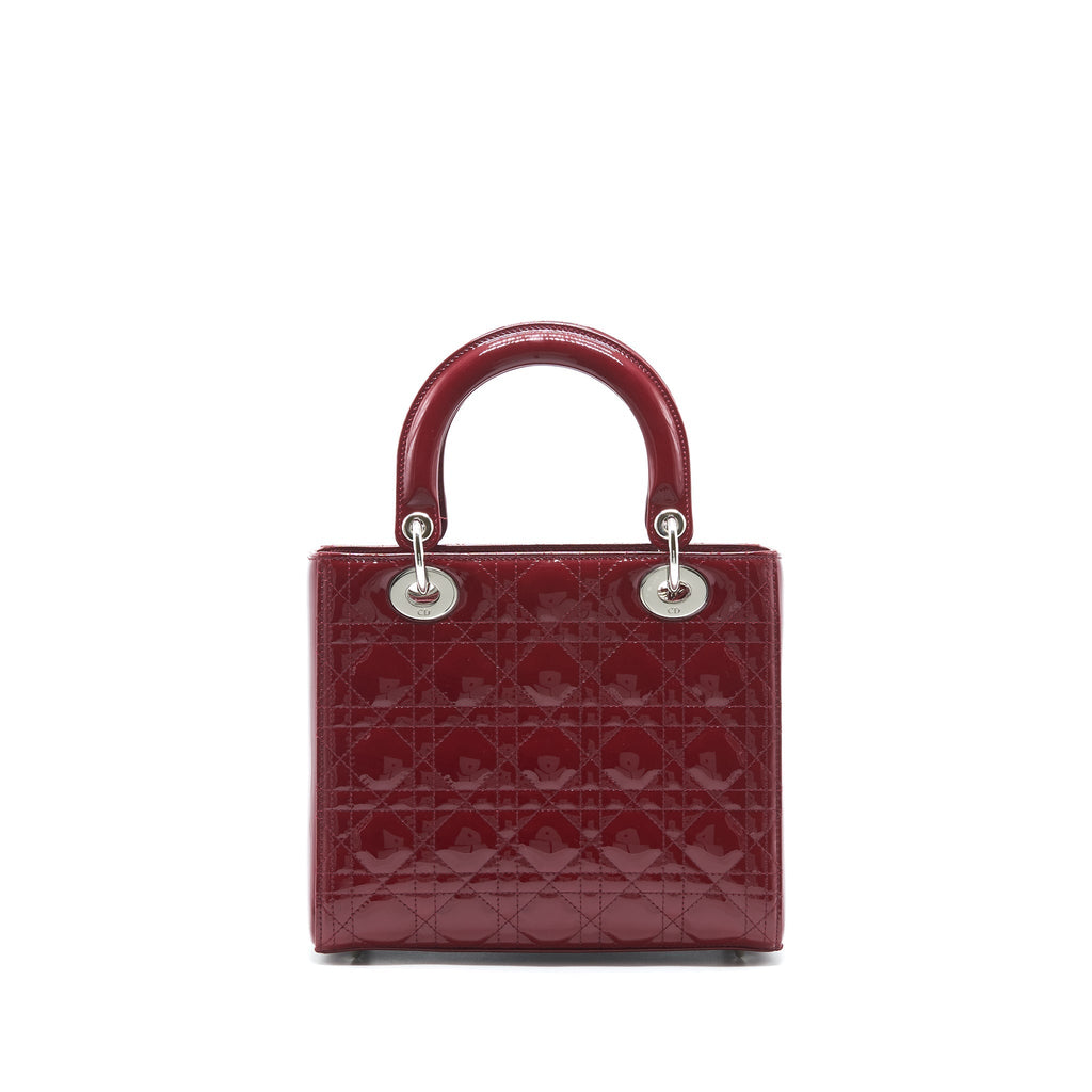 DIOR LADY DIOR MEDIUM PATENT LEATHER RED SHW