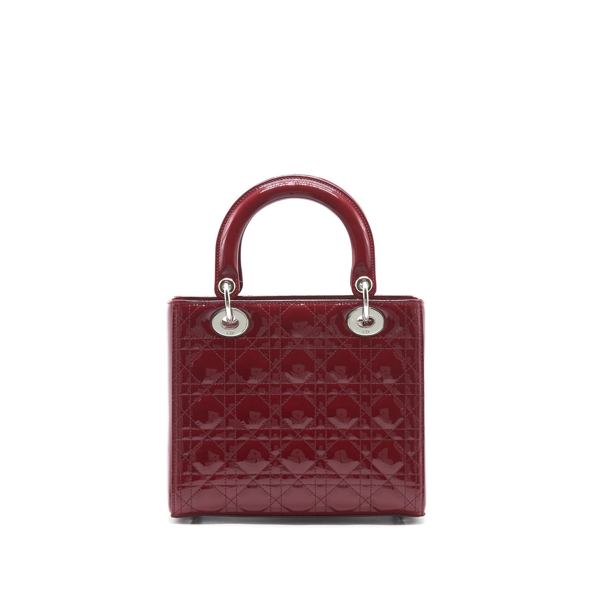 DIOR LADY DIOR MEDIUM PATENT LEATHER RED SHW
