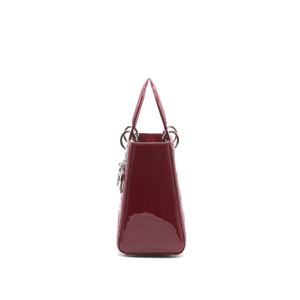 DIOR LADY DIOR MEDIUM PATENT LEATHER RED SHW