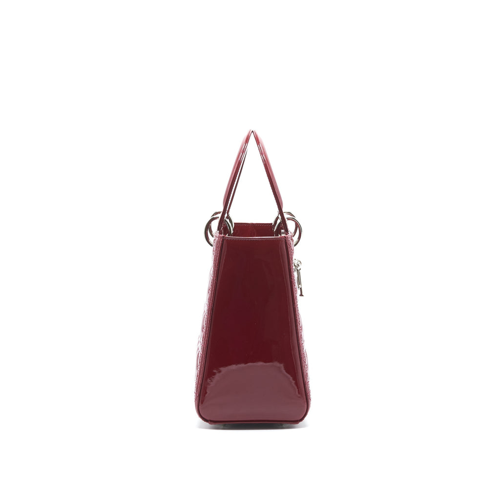 DIOR LADY DIOR MEDIUM PATENT LEATHER RED SHW