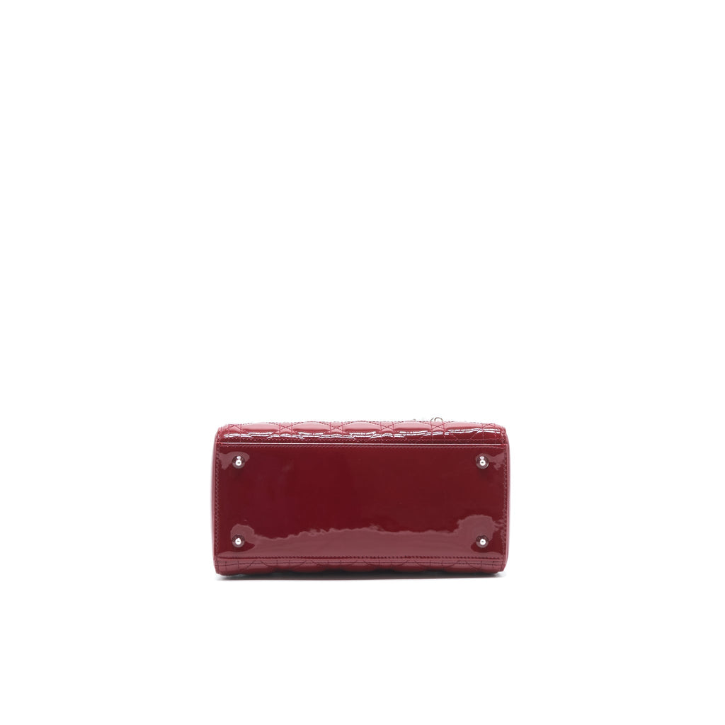 DIOR LADY DIOR MEDIUM PATENT LEATHER RED SHW