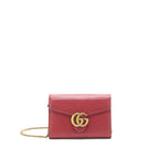 GUCCI GG MARMONT WALLET ON CHAIN RED GHW