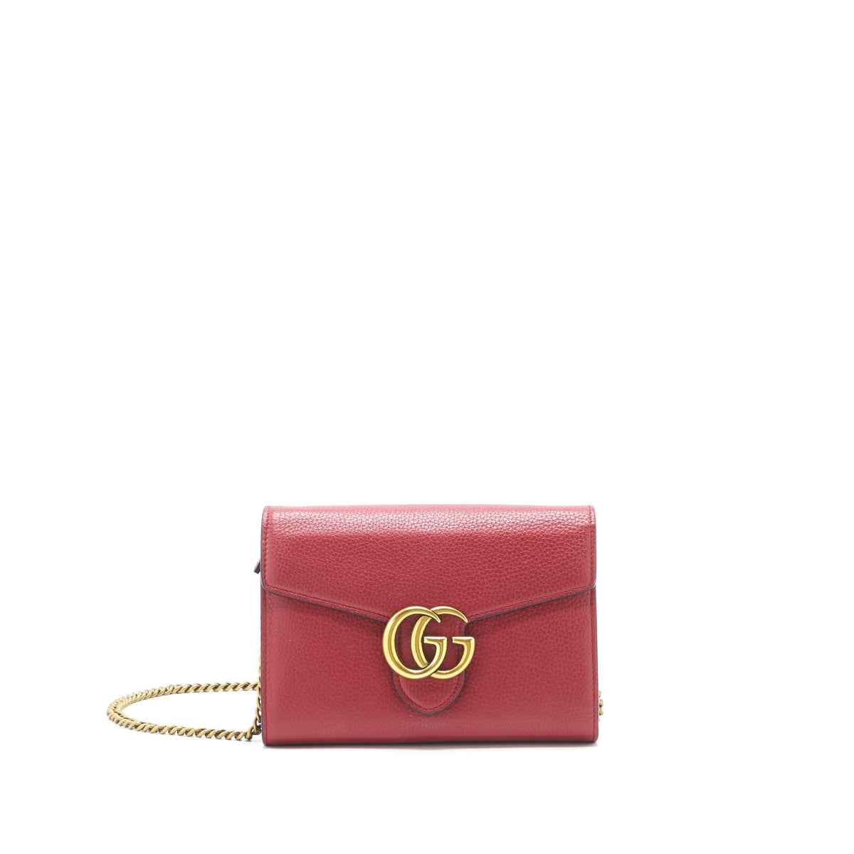 GUCCI GG MARMONT WALLET ON CHAIN RED GHW