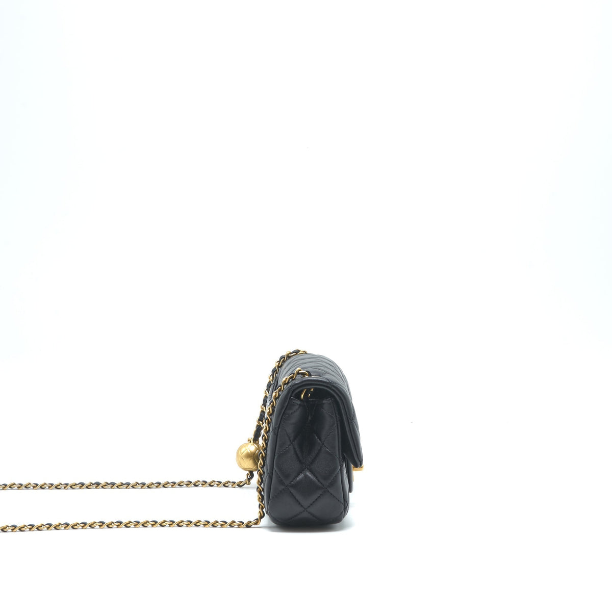 CHANEL PEARL CRUSH MINI RECTANGULAR FLAP BAG LAMBSKIN BLACK GHW
