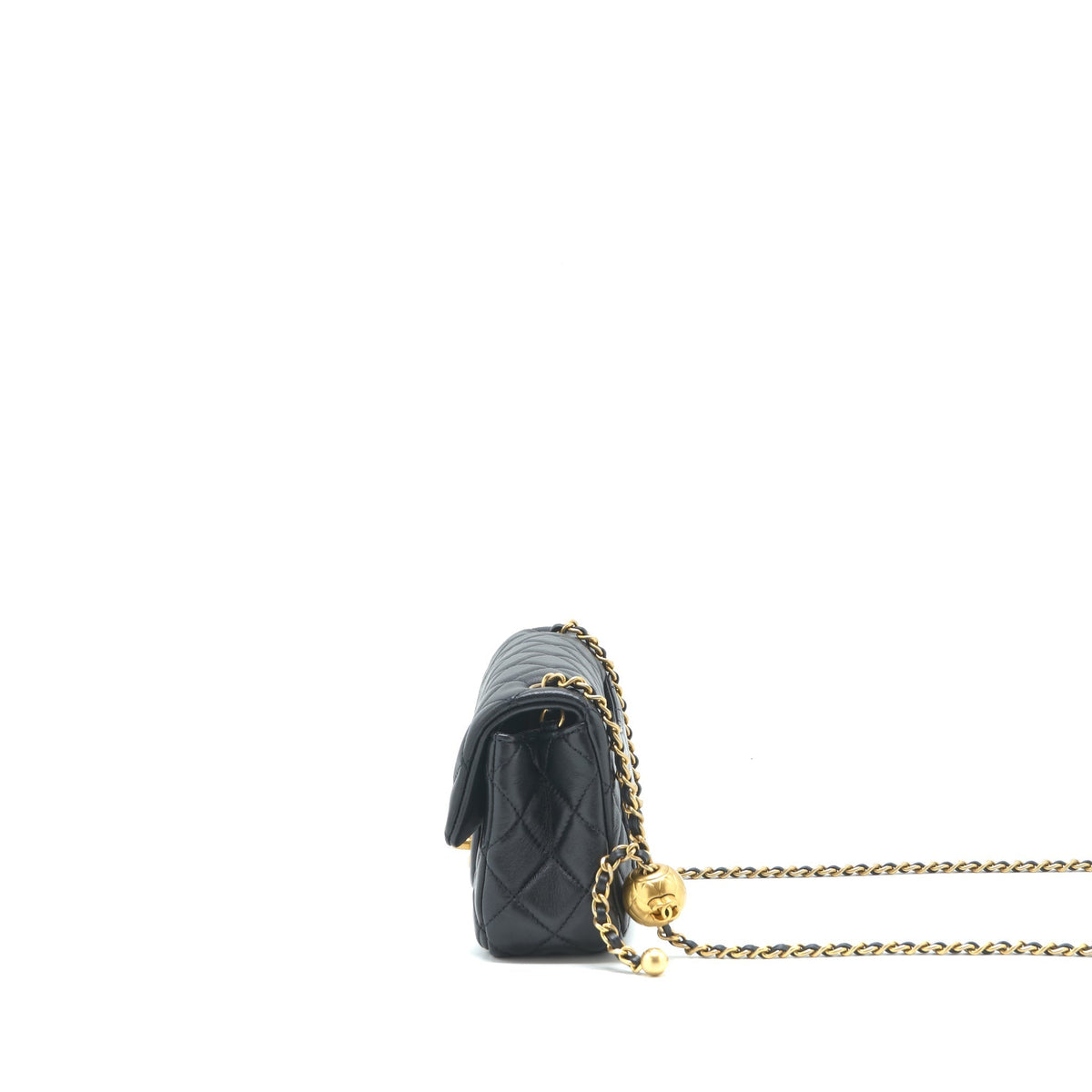 CHANEL PEARL CRUSH MINI RECTANGULAR FLAP BAG LAMBSKIN BLACK GHW