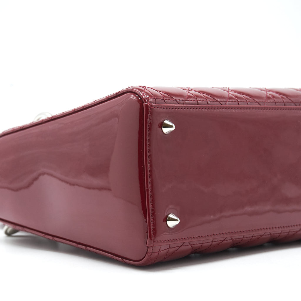 DIOR LADY DIOR MEDIUM PATENT LEATHER RED SHW