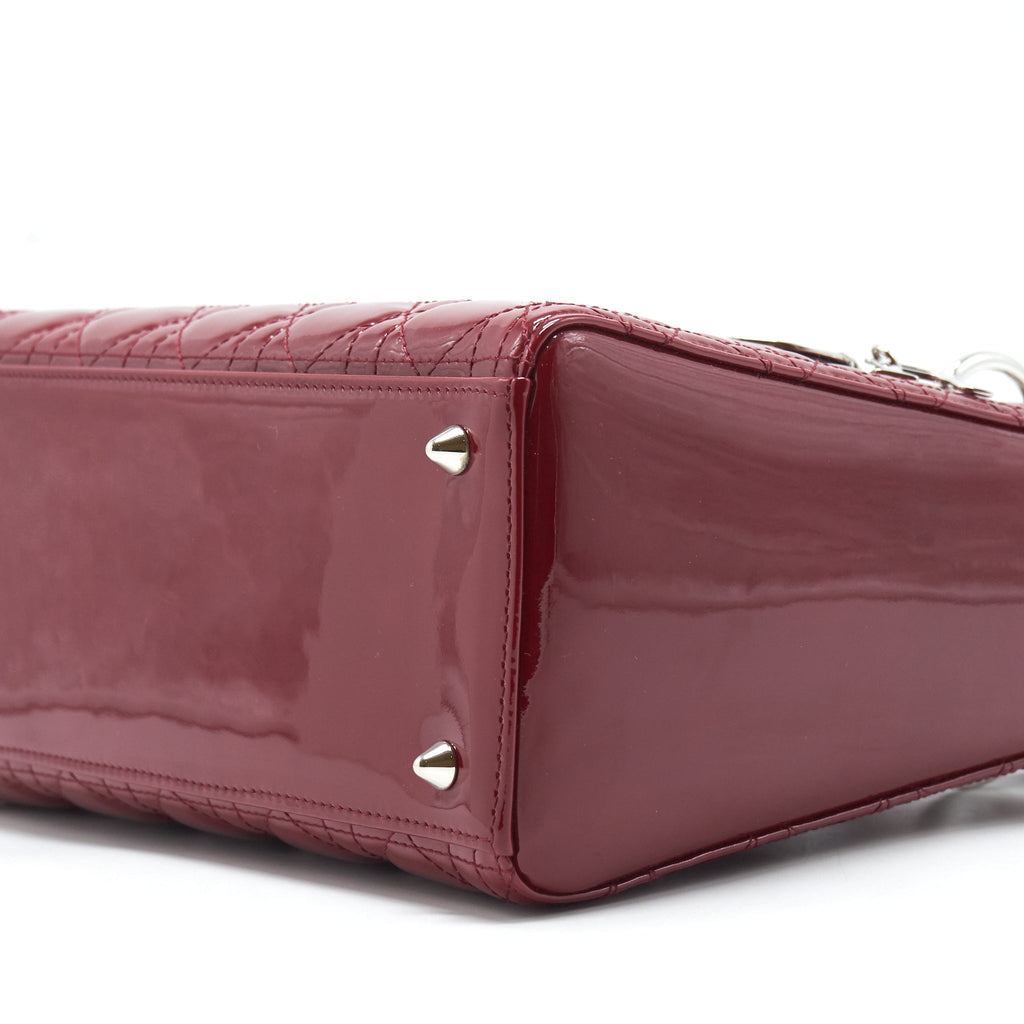 DIOR LADY DIOR MEDIUM PATENT LEATHER RED SHW