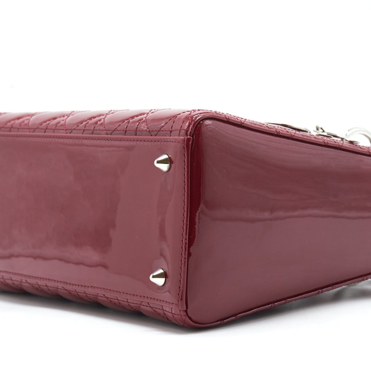 DIOR LADY DIOR MEDIUM PATENT LEATHER RED SHW