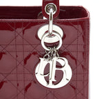 DIOR LADY DIOR MEDIUM PATENT LEATHER RED SHW