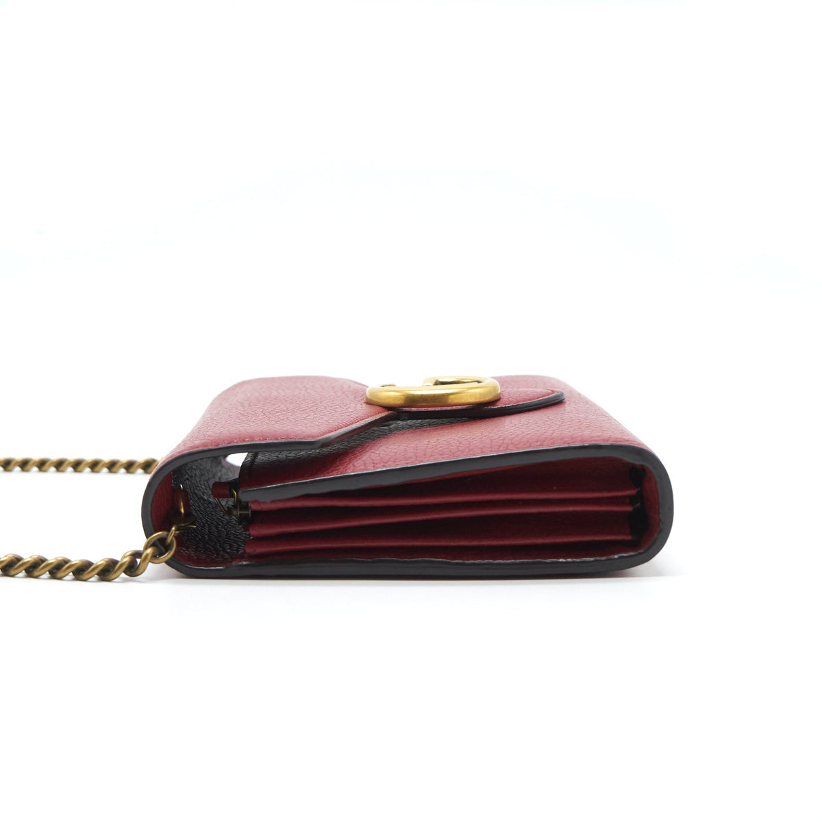 GUCCI GG MARMONT WALLET ON CHAIN RED GHW