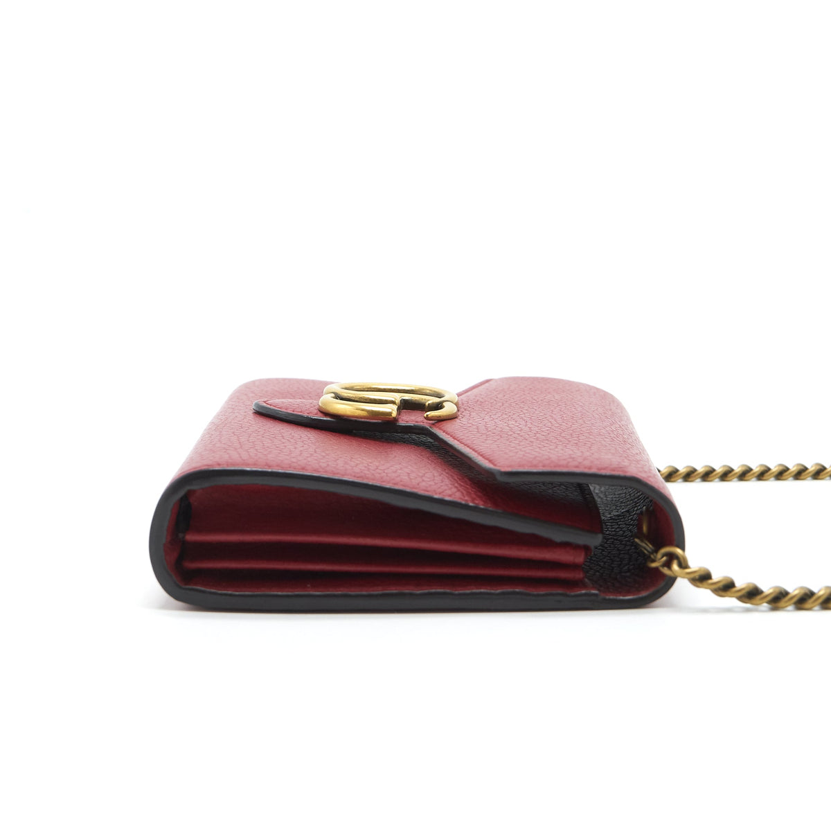 GUCCI GG MARMONT WALLET ON CHAIN RED GHW