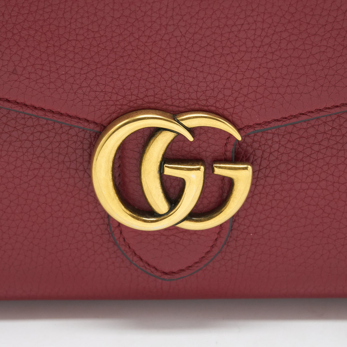 GUCCI GG MARMONT WALLET ON CHAIN RED GHW