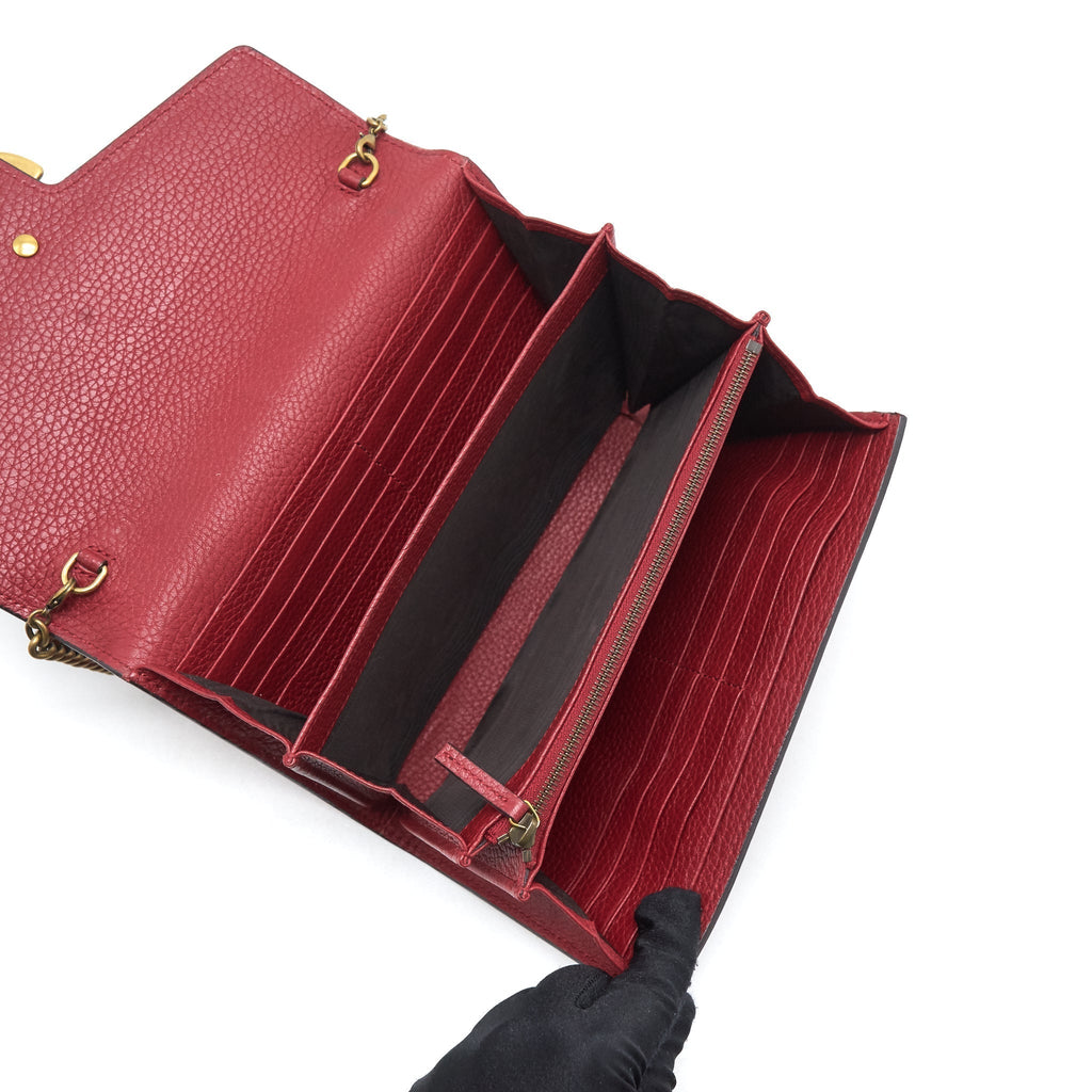 GUCCI GG MARMONT WALLET ON CHAIN RED GHW