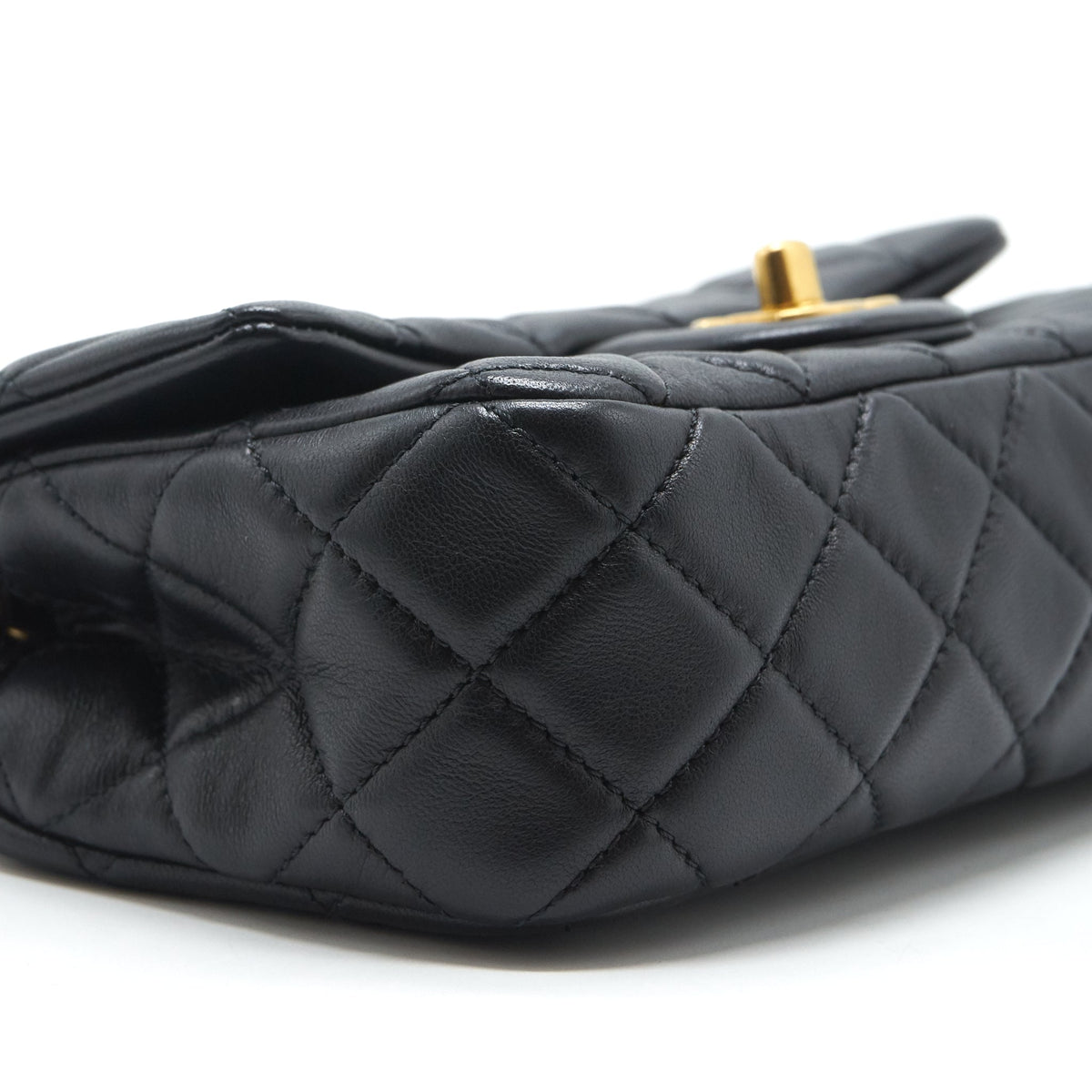 CHANEL PEARL CRUSH MINI RECTANGULAR FLAP BAG LAMBSKIN BLACK GHW
