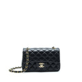 CHANEL MINI RECTANGULAR FLAP BAG LAMBSKIN BLACK LGHW(MICROCHIP）