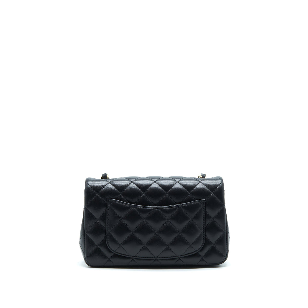 CHANEL MINI RECTANGULAR FLAP BAG LAMBSKIN BLACK LGHW(MICROCHIP）