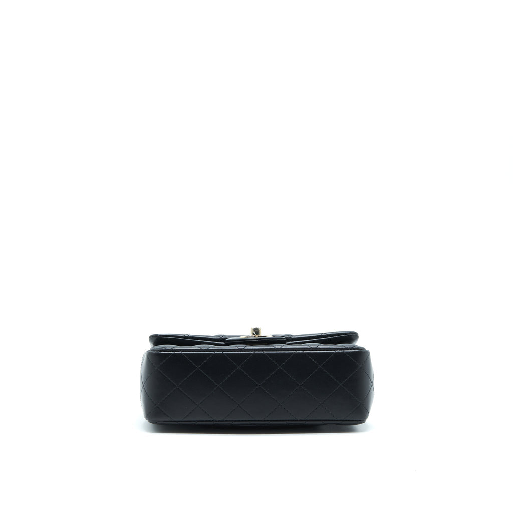 CHANEL MINI RECTANGULAR FLAP BAG LAMBSKIN BLACK LGHW(MICROCHIP）